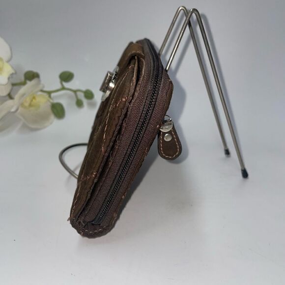 Vera Bradley Quilted Diamond Stitch Brown Turnlock Clutch Wallet - Picture 4 of 9